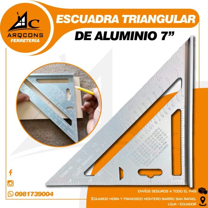 ESCUADRA TRIANGULAR DE ALUMINIO 7"