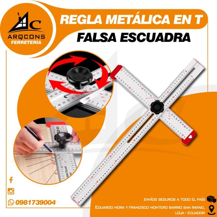 REGLA METÁLICA EN T MULTIFUNCIÓN
